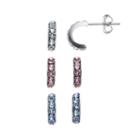 Charming Girl Sterling Silver Crystal Semi-hoop Earring Set - Made With Swarovski Crystals - Kids, Multicolor