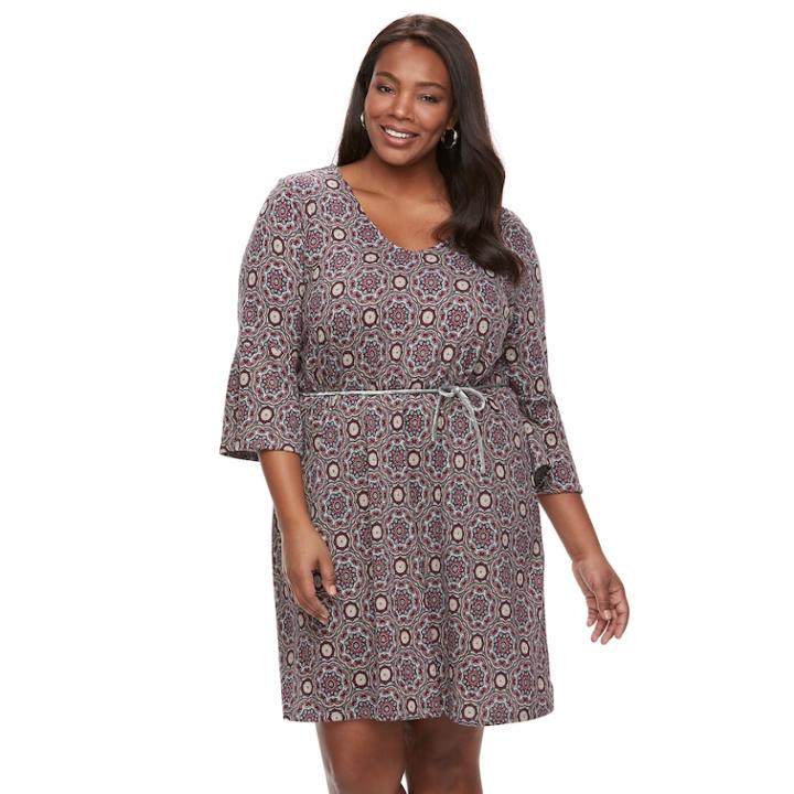 Plus Size Kate And Sam Medallian Dress, Women's, Size: 3xl, Red Overfl