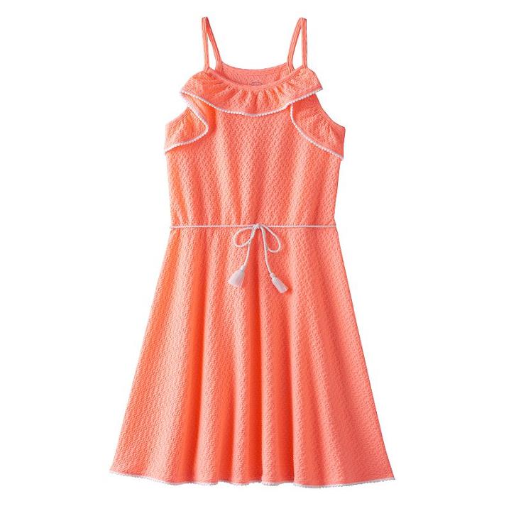 Girls Plus Size So&reg; Textured Ruffle Dress, Girl's, Size: 12 1/2, Brt Pink