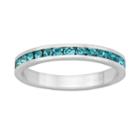 Sterling Silver Aqua Crystal Eternity Ring, Women's, Size: 9, Blue