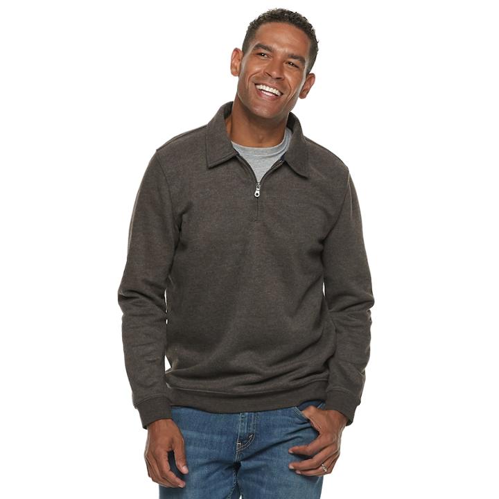 Men's Croft & Barrow&reg; Classic-fit Quarter-zip Fleece Polo, Size: Small, Dark Brown