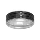 Diamond Accent Stainless Steel & Black Ion-plated Stainless Steel Cross Grooved Band - Men, Size: 8.50, White