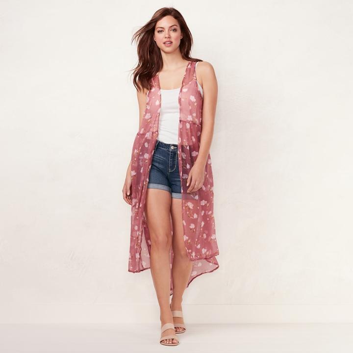 Women's Lc Lauren Conrad Scattered Blooms Vest, Red