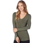 Women's Cuddl Duds Softwear V-neck Top, Size: Medium, Green