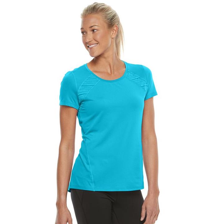 Women's Tek Gear&reg; Performance Pieced Base Layer Tee, Size: Large, Turquoise/blue (turq/aqua)