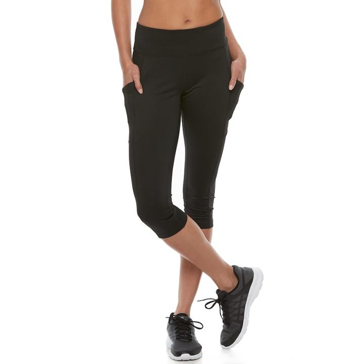 Petite Tek Gear&reg; Performance Side Pocket Capri Leggings, Women's, Size: M Petite, Black