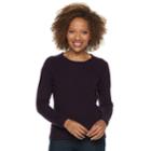 Petite Napa Valley Cable-knit Crewneck Sweater, Women's, Size: L Petite, Purple