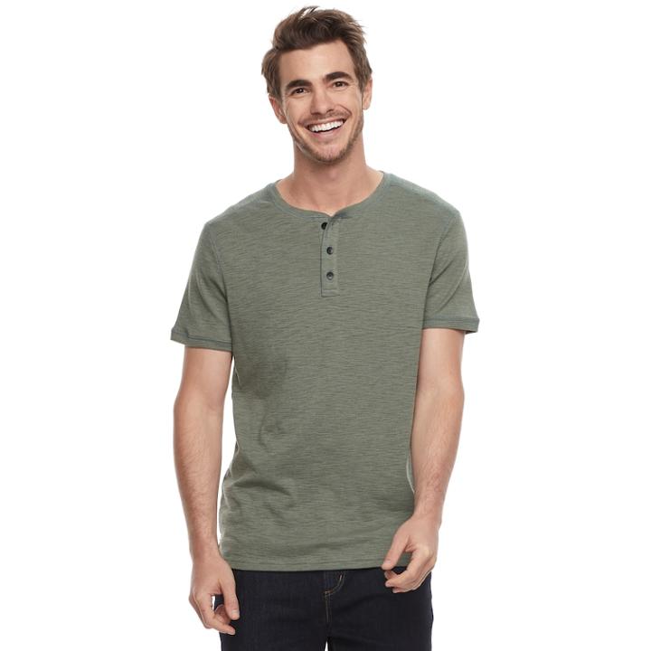 Men's Apt. 9&reg; Modern-fit Slubbed Henley, Size: Xxl, Med Green