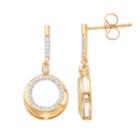 14k Gold Over Silver 1/5 Carat T.w. Diamond Hoop Drop Earrings, Women's, White