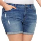 Plus Size Jennifer Lopez Boyfriend Jean Shorts, Women's, Size: 20 W, Dark Blue