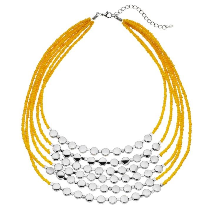 Yellow Bead Multi Strand Statement Necklace, Women's