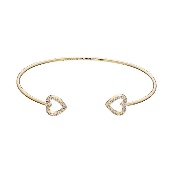 Fleur Cubic Zirconia Heart Cuff Bracelet, Women's, Yellow