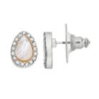 Lc Lauren Conrad Nickel Free Mother-of-pearl Teardrop Halo Stud Earrings, Women's, White Oth