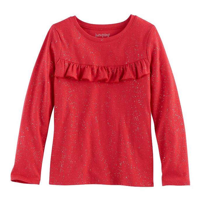 Girls 4-10 Jumping Beans&reg; Ruffle Yoke Tee, Size: 6, Med Red