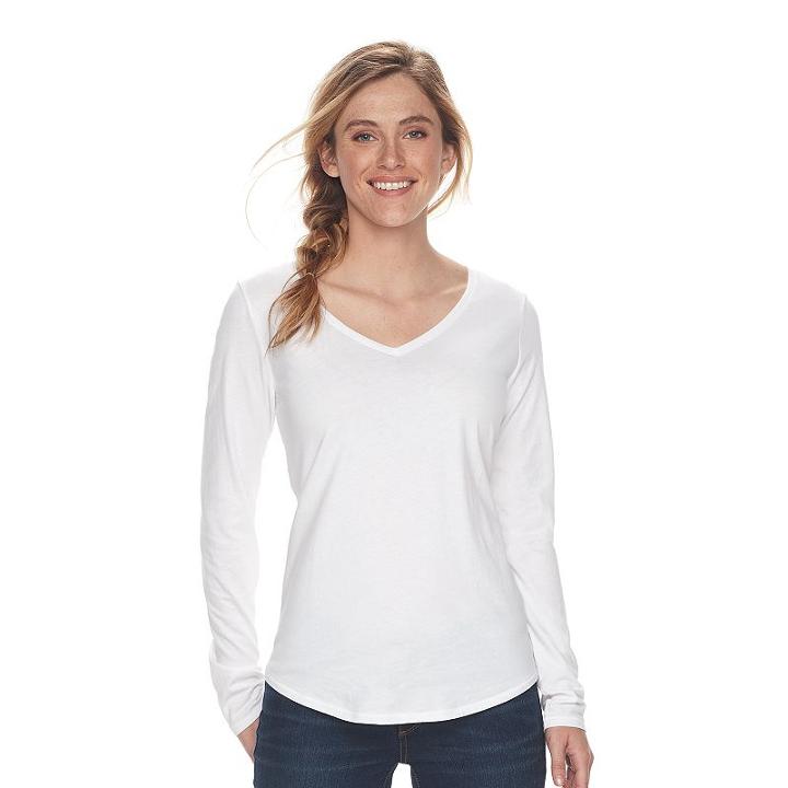Women's Sonoma Goods For Life&trade; Essential V-neck Tee, Size: Xs, White