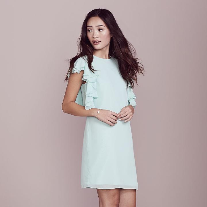 Lc Lauren Conrad Dress Up Shop Collection Ruffle Shift Dress - Women's, Size: 10, Green