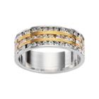 Traditions 18k Gold Plate And Silver Plate Swarovski Crystal Multirow Ring, Adult Unisex, Size: 9, White