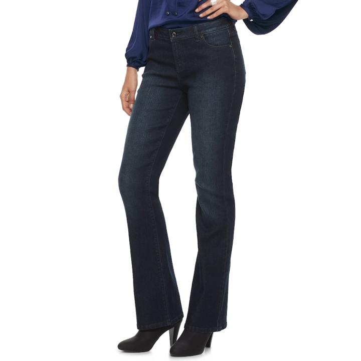 Women's Jennifer Lopez Faded Bootcut Jeans, Size: 6 T/l, Dark Blue