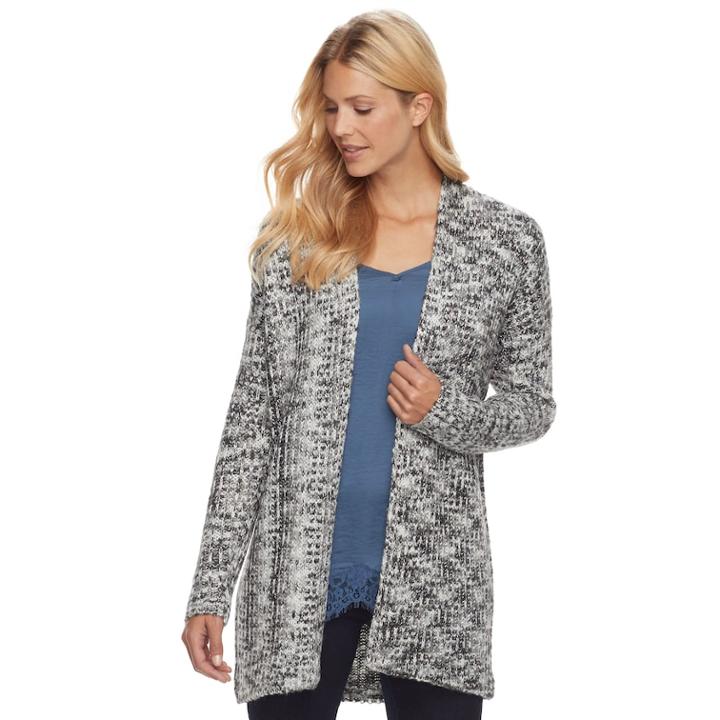Women's Sonoma Goods For Life&trade; Textured Metallic Cardigan, Size: Medium, Black