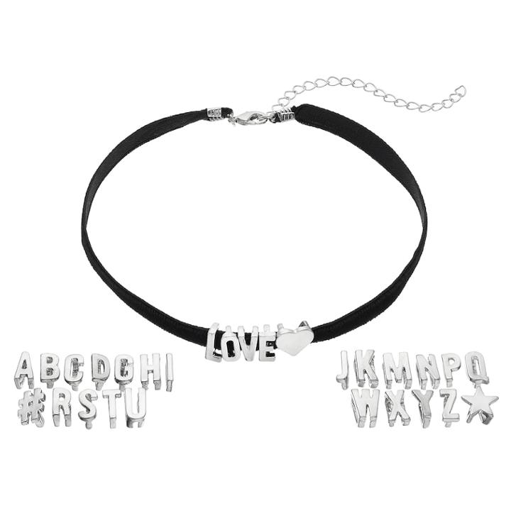 Mudd&reg; Alphabet, Heart, Hashtag & Star Charm Choker Necklace, Women's, Silver