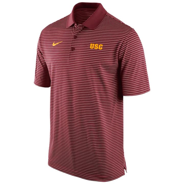 Men's Nike Usc Trojans Striped Stadium Dri-fit Performance Polo, Size: Xl, Dark Red