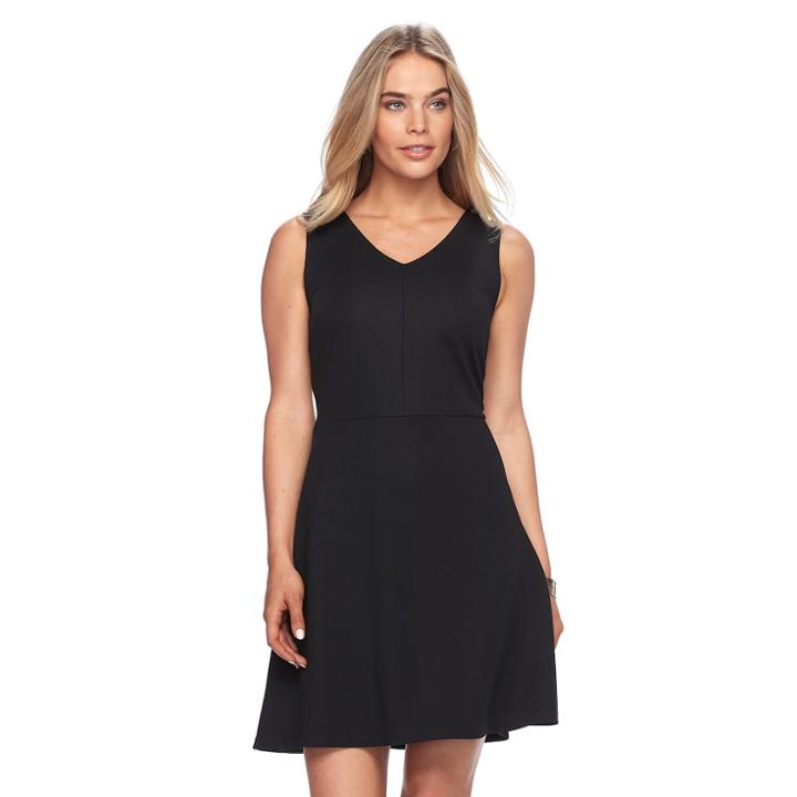 Women's Apt. 9&reg; Ponte Fit & Flare Dress, Size: Large, Black