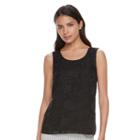 Women's Elle&trade; Embroidered Mesh Tank, Size: Large, Black