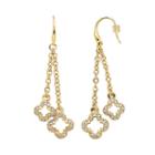 Marie Claire Jewelry Crystal Gold Tone Clover Linear Drop Earrings, Women's, White