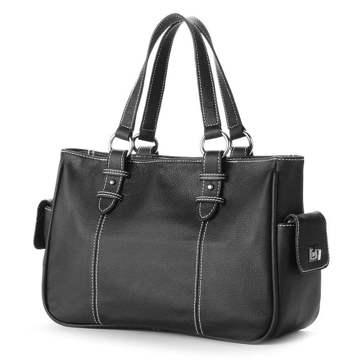 Amerileather Sophisticated Leather Shopper, Women's, Black
