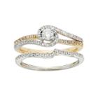 Diamond Swirl Engagement Ring Set In Two Tone 10k Gold (1/2 Carat T.w.), Women's, Size: 6, White