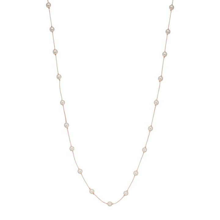 Rose Gold Tone Simulated Pearl Long Station Necklace, Women's, Pink
