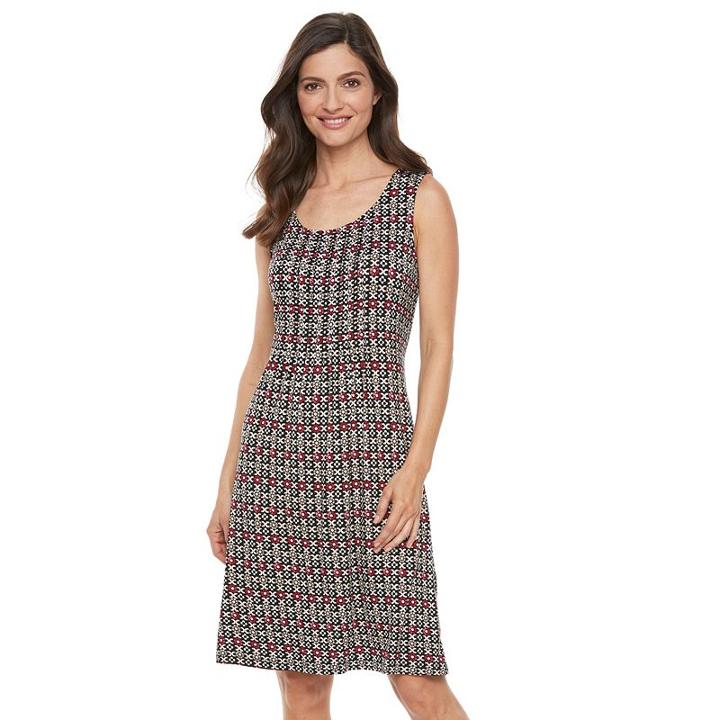 Women's Croft & Barrow&reg; Pintuck Fit & Flare Dress, Size: Xl, Med Red
