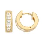 Lab-created White Sapphire 14k Gold Over Silver Huggie Hoop Earrings, Women's