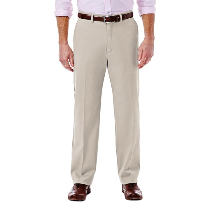 Men's Haggar Expandomatic Stretch Classic-fit Casual Pants, Size: 32x30, Natural