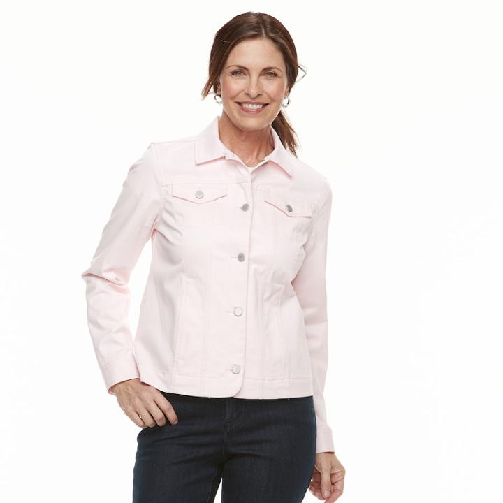 Women's Croft & Barrow&reg; Button-down Jacket, Size: Medium, Brt Pink