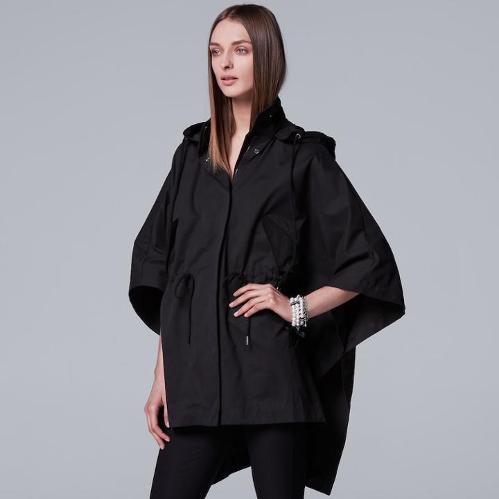 Women's Simply Vera Vera Wang Cape Jacket, Size: Medium, Black