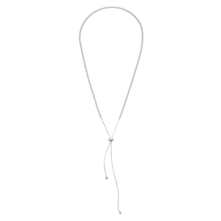Sterling Silver Cubic Zirconia Bolo Necklace, Women's, White
