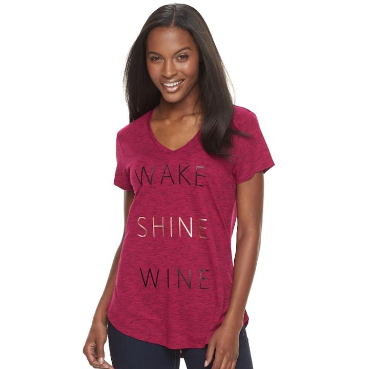 Women's Apt. 9® Graphic V-neck Tee, Size: Medium, Pink