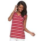 Women's Croft & Barrow&reg; Striped Jacquard Tank Top, Size: Medium, Med Red