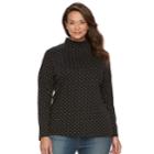 Plus Size Croft & Barrow&reg; Mockneck Long Sleeve Tee, Women's, Size: 1xl, Black