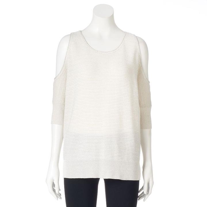 Women's Apt. 9&reg; Marled Cold-shoulder Top, Size: Medium, White