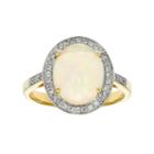 The Regal Collection 14k Gold Opal & 1/6 Carat T.w. Diamond Halo Ring, Women's, Size: 8, White