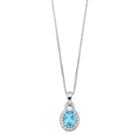 Sterling Silver Blue & White Topaz Oval Halo Pendant Necklace, Women's, Size: 18