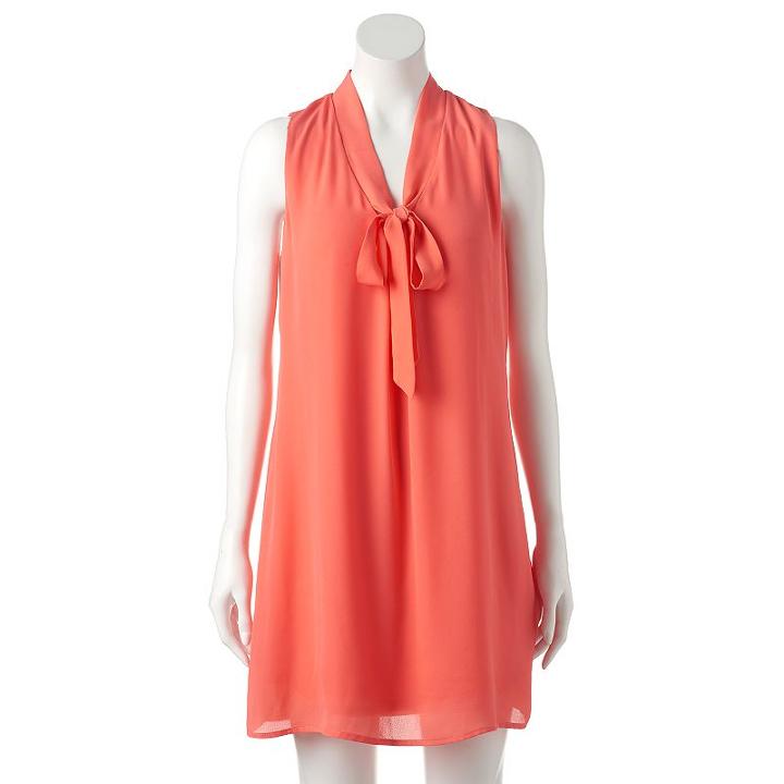 Women's Halo Tie-neck Shift Dress, Size: Xs, Light Pink