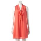 Women's Halo Tie-neck Shift Dress, Size: Xs, Light Pink
