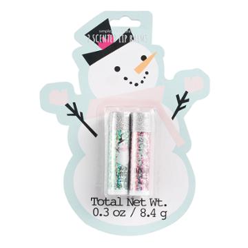 Simple Pleasures Scented Lip Balm Snowman 2-pack, Snow And Strawberry