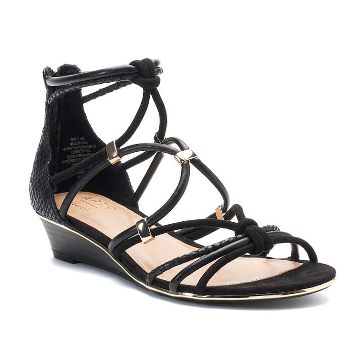 Apt. 9&reg; Women's Strappy Wedge Sandals, Size: 8, Black