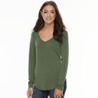 Juniors' So&reg; Long Sleeve V-neck Tee, Teens, Size: Xl, Dark Green