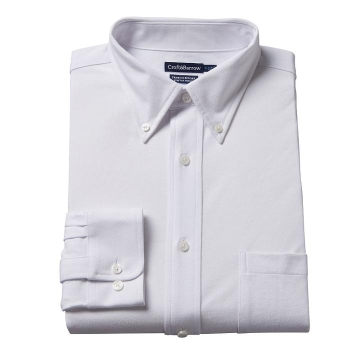 Men's Croft & Barrow&reg; True Comfort Regular-fit Stretch-collar Knit Dress Shirt, Size: 17-34/35, White