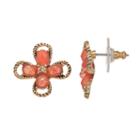 Dana Buchman Peach Flower Drop Earrings, Women's, Pink